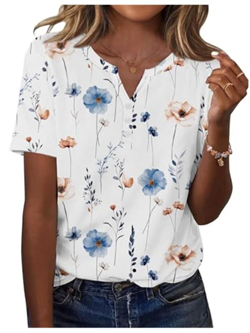 Womens Summer Tops Casual Short Sleeve V Neck Shirts Business Dressy